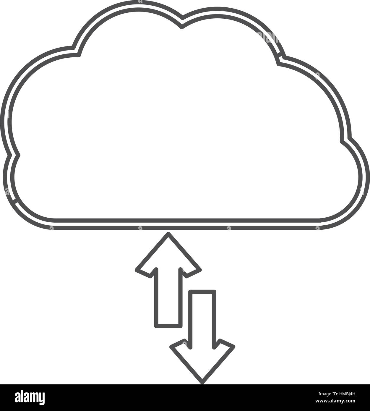 silhouette cloud with arrows in opposite direction Stock Vector Image ...