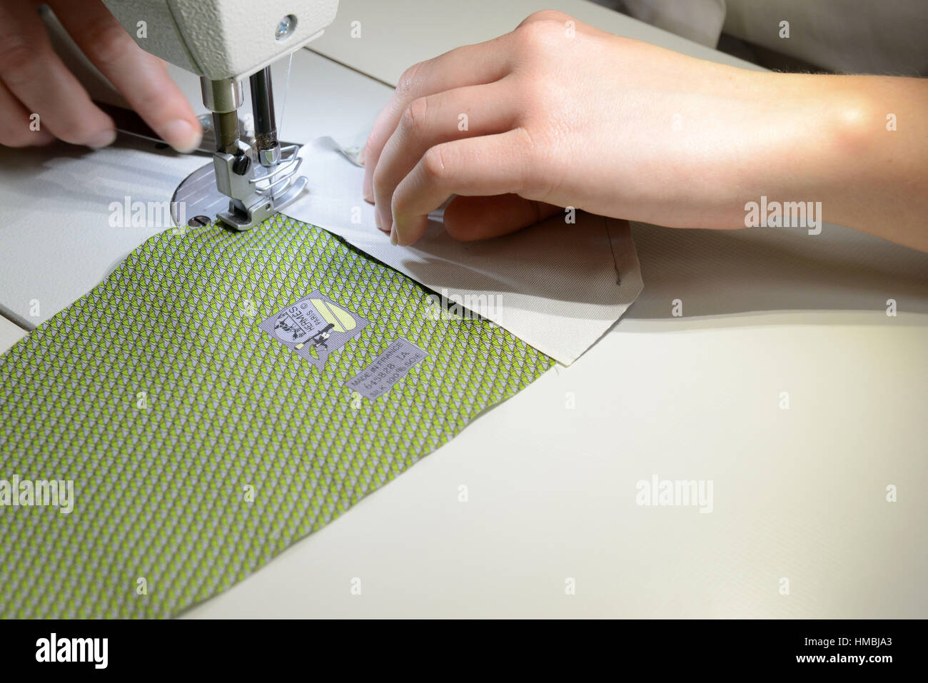 Bourgoin-Jallieu (south-eastern France): making of Hermès ties in the Marcel Gandit workshops Stock Photo
