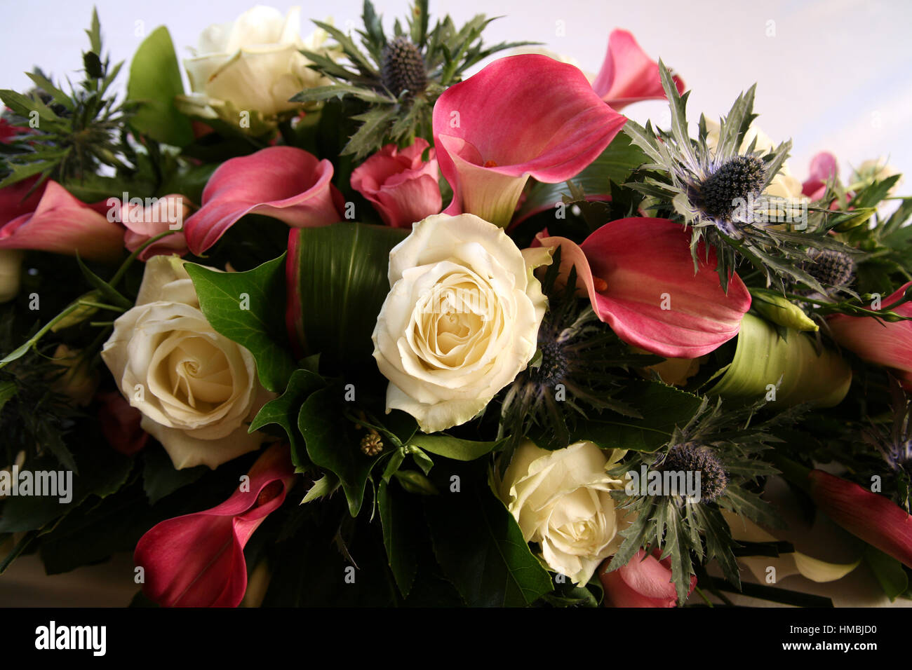 Wedding Flowers - table arrangements Stock Photo