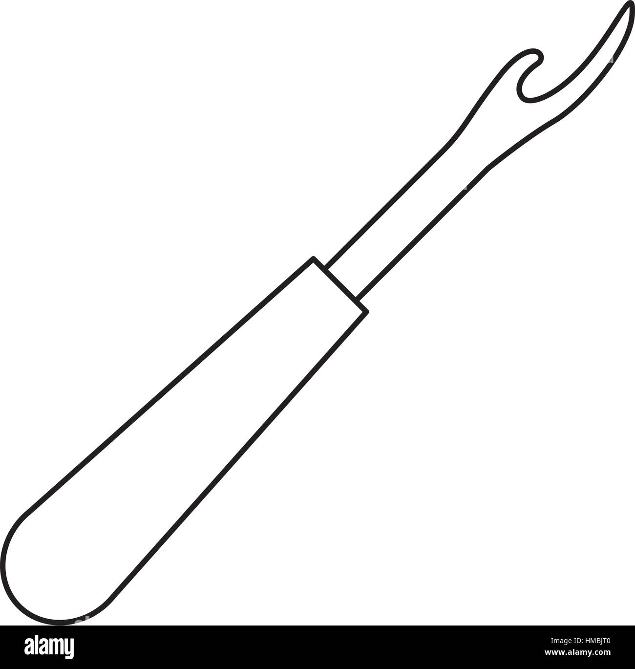 Line drawing of seam ripper (stitch ripper, - Stock