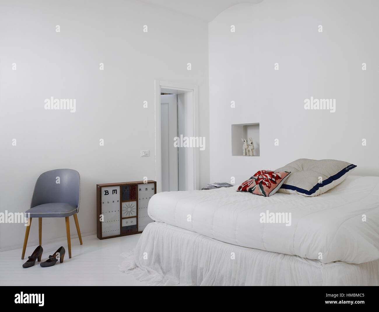 Interior of a minimal bedroom in a private home Stock Photo