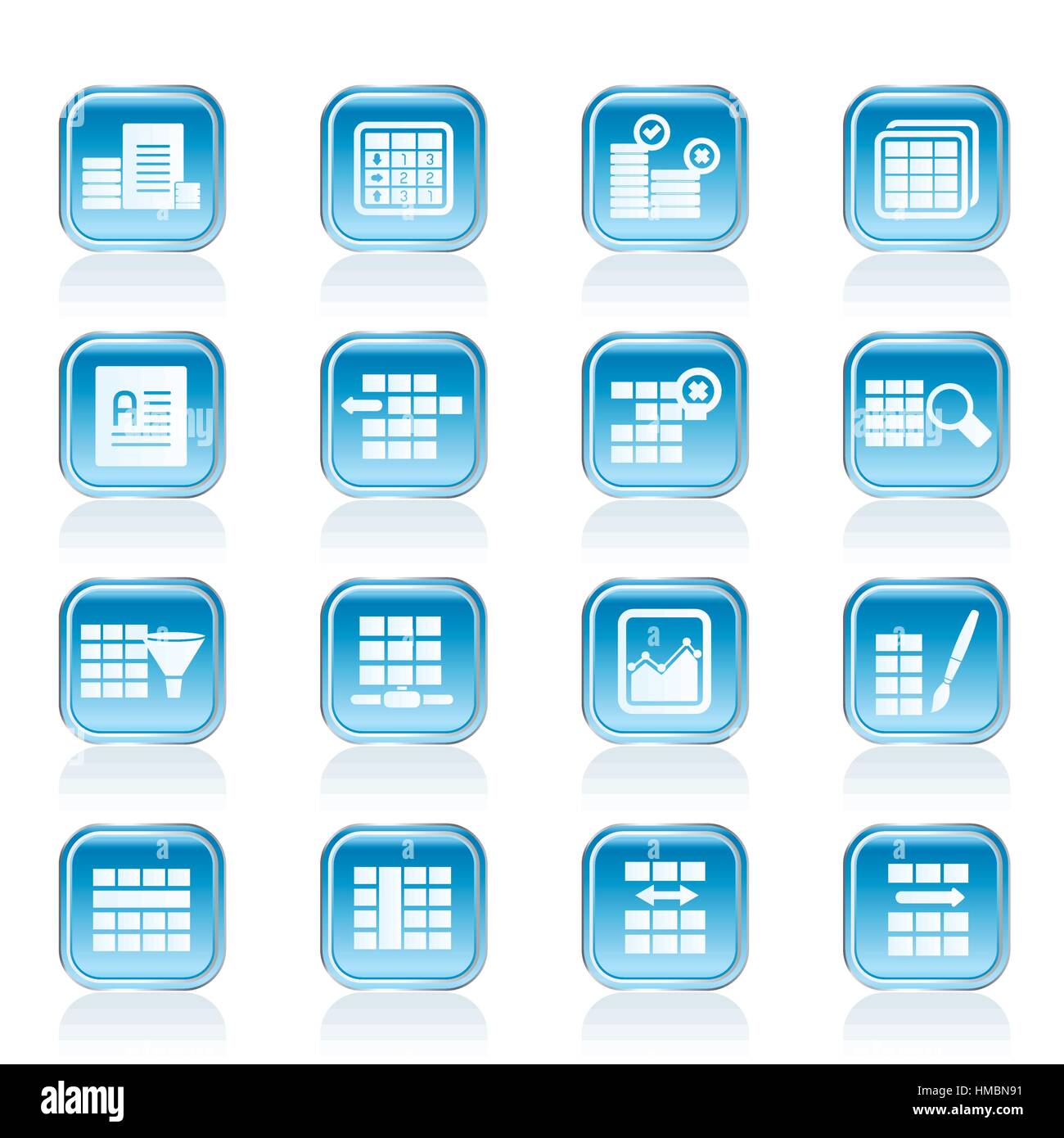 Database and Table Formatting Icons Stock Vector