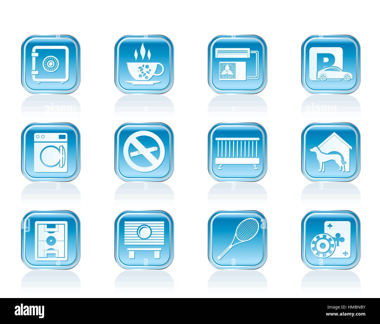 hotel and motel amenity icons Stock Vector