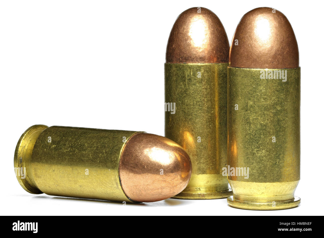.45 bullets isolated on white background Stock Photo