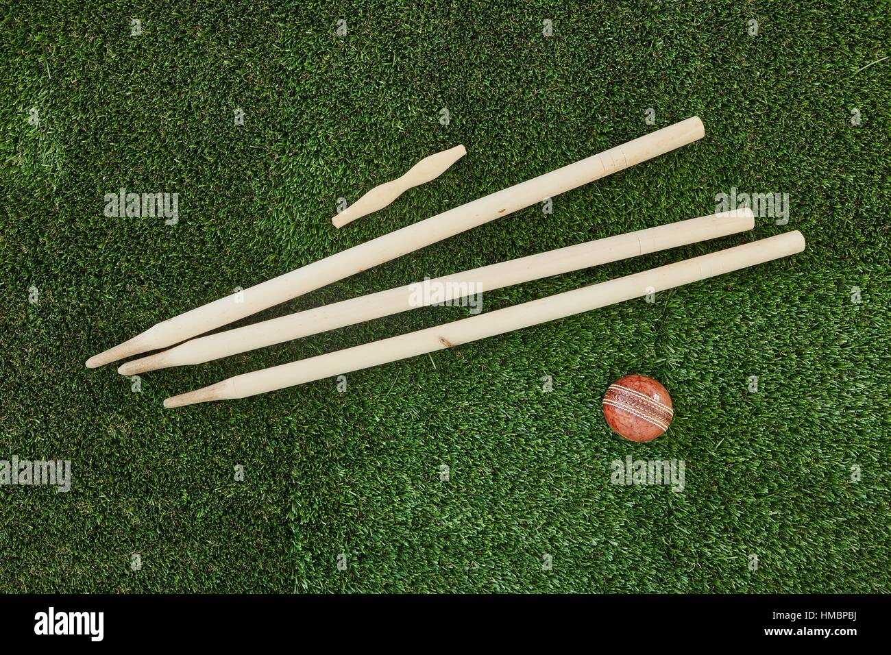 A studio photo of cricket gear on grass Stock Photo Alamy