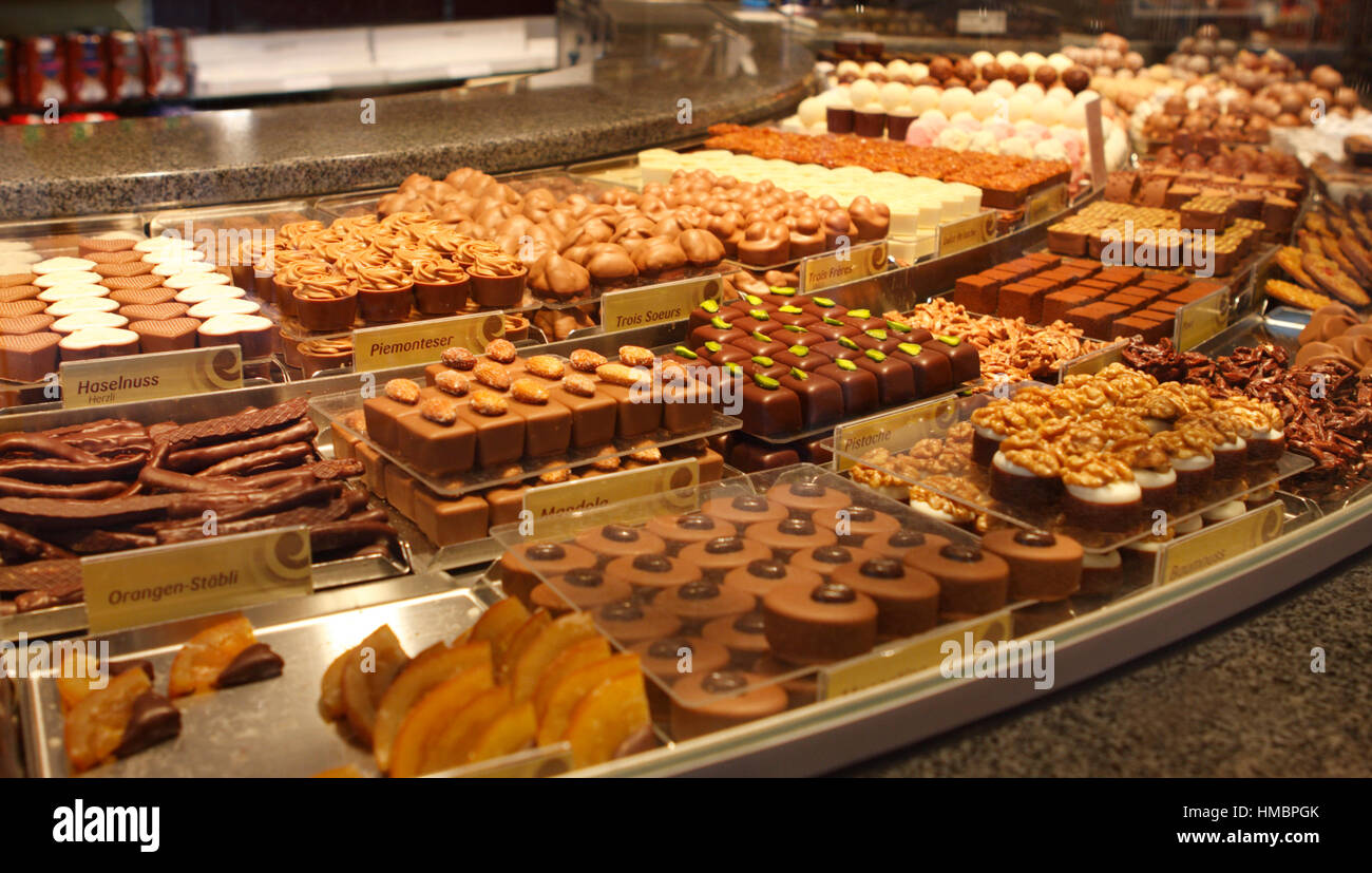 Swiss Chocolate, Lugano Stock Photo Alamy