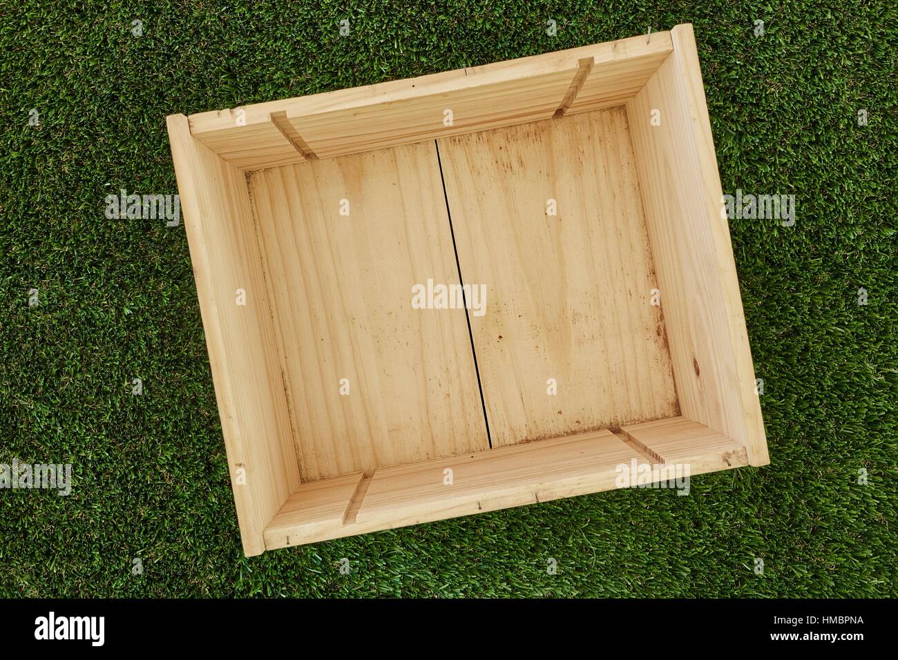 A studio photo of an empty pine box Stock Photo Alamy