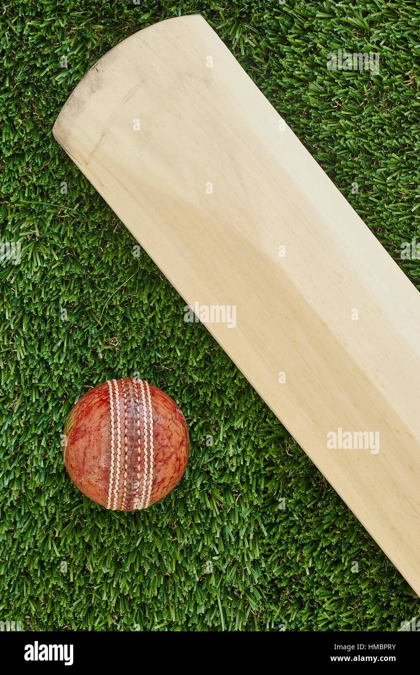 A studio photo of cricket gear on grass Stock Photo Alamy