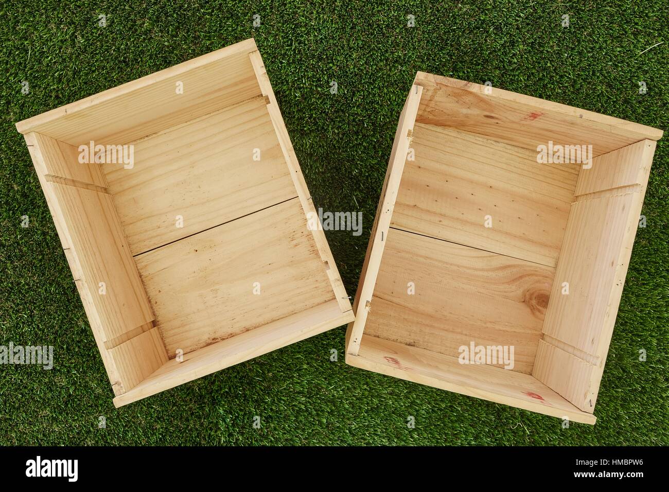 A studio photo of an empty pine box Stock Photo Alamy
