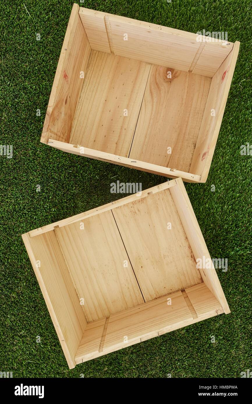 A studio photo of an empty pine box Stock Photo Alamy