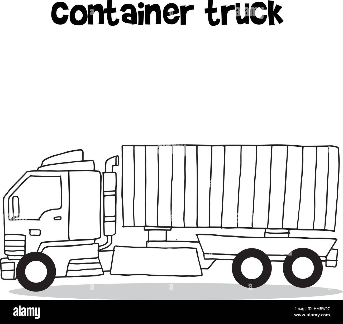 Hand draw of container truck Stock Vector