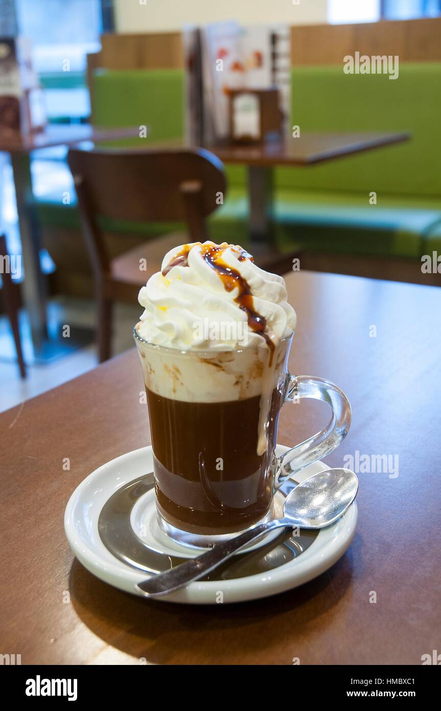 Coffee with chocolate and cream Stock Photo Alamy
