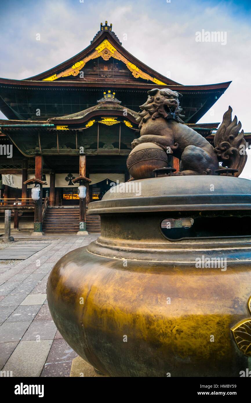 The incense burner. Zenkoji Temple. Nagano. Honshu Island. Japan Stock