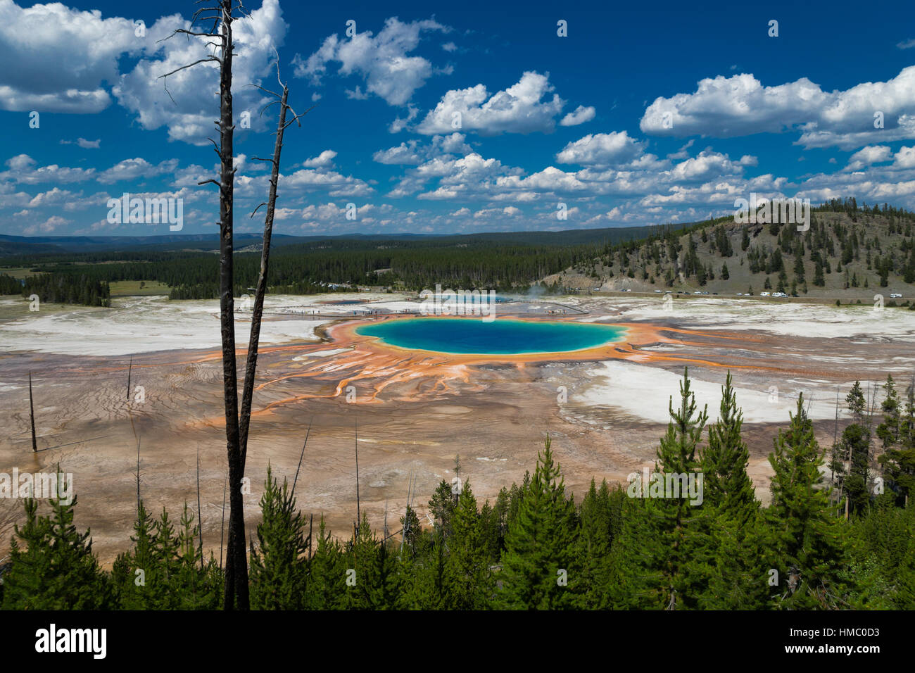 Grand Prismatic Spring in Midway Geyser Basin, Yellowstone National Park, Wyoming, USA Stock Photo