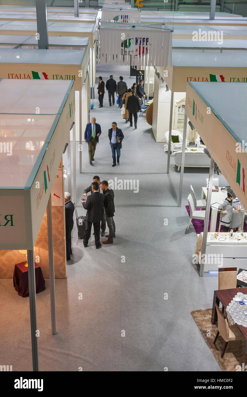 Visitors visit furniture companies boothes display at Kiev