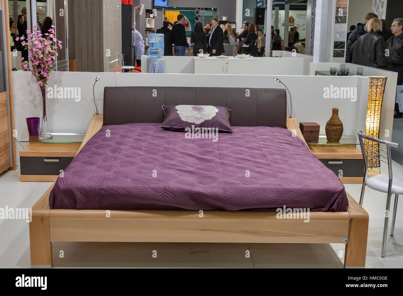 Visitors visit furniture companies boothes display at Kiev