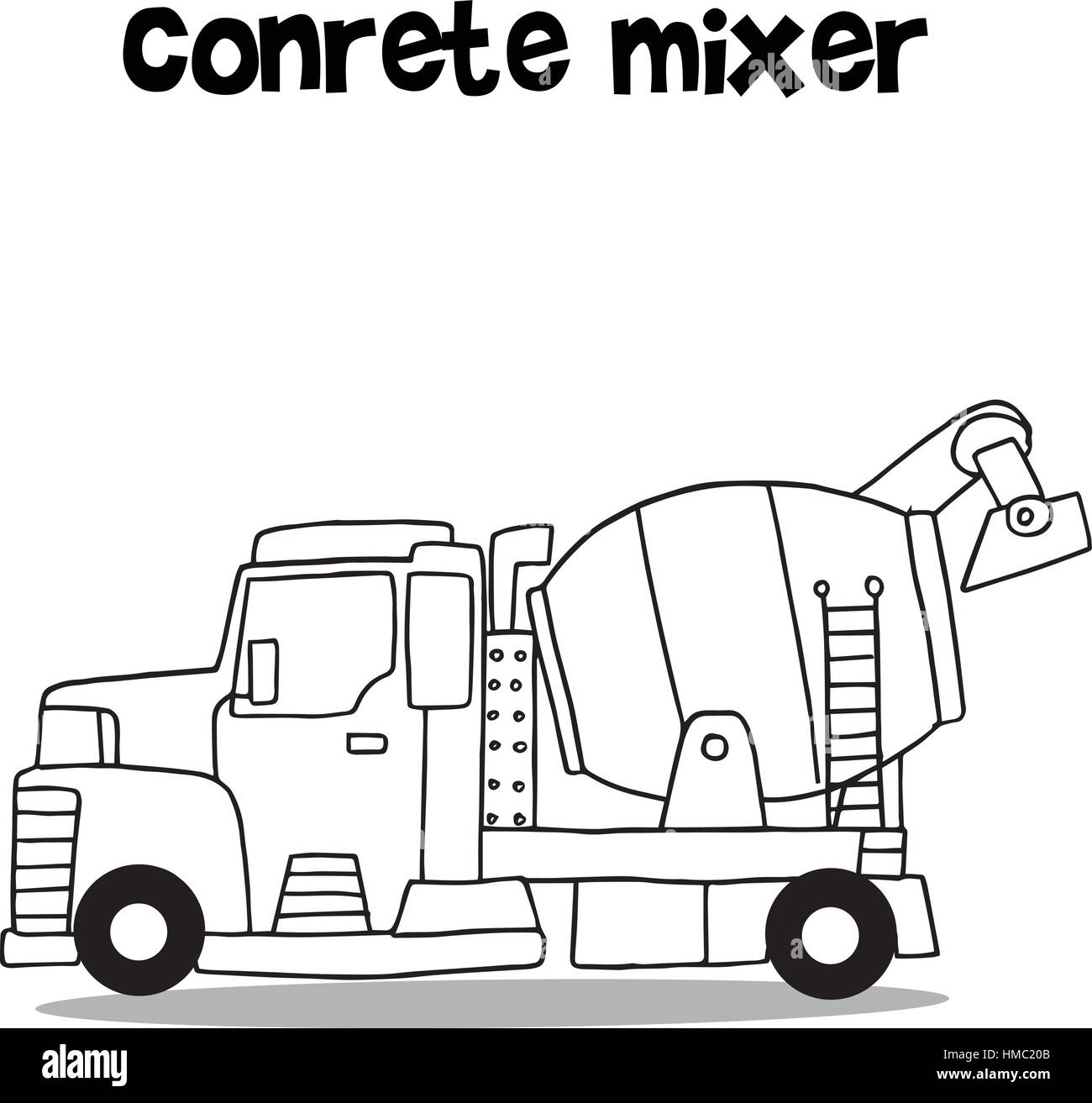 Concrete mixer truck sketch icon Royalty Free Vector Image