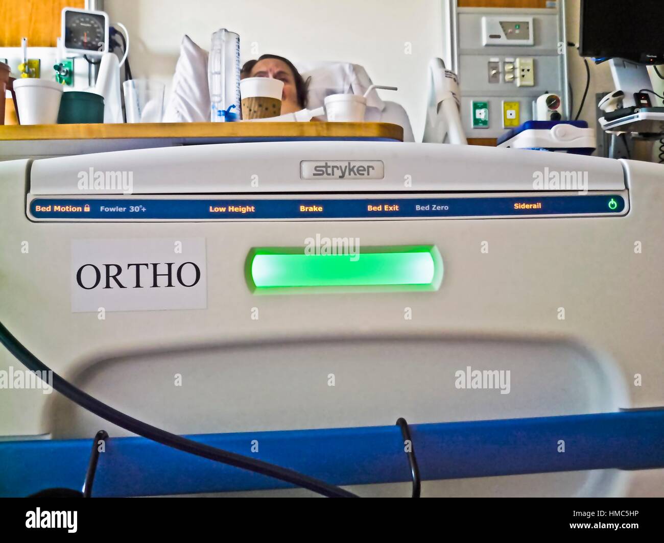 Stryker adjustable hospital bed Stock Photo Alamy
