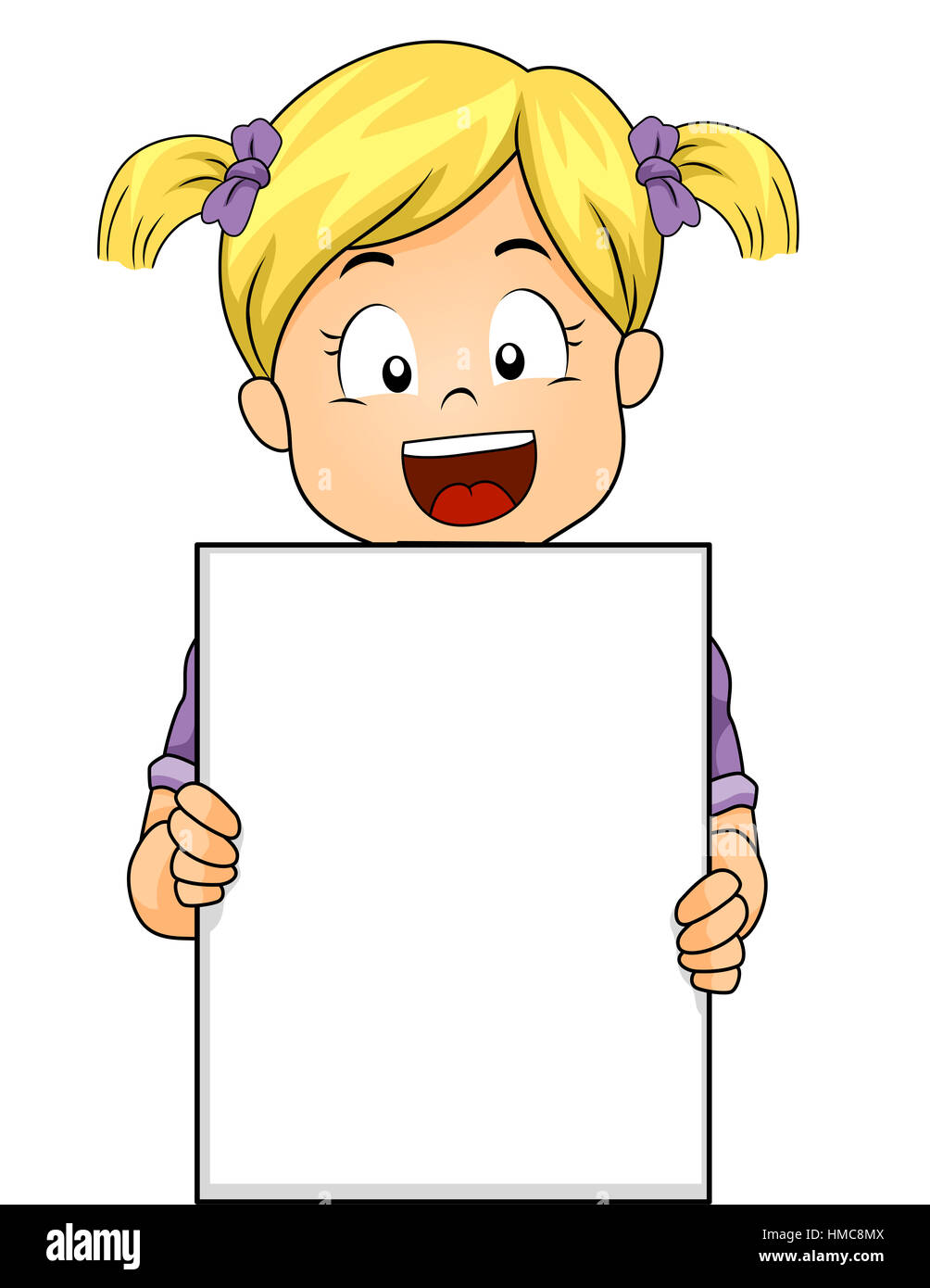 Illustration of a Caucasian Girl Holding a Blank Board Stock Photo - Alamy