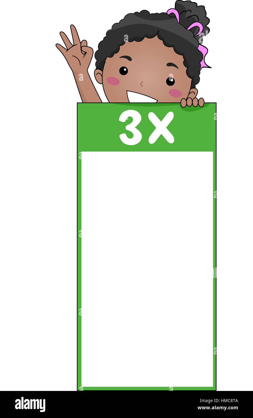 Illustration of a Multiplication Flash Card for Multiples of Three Stock Photo
