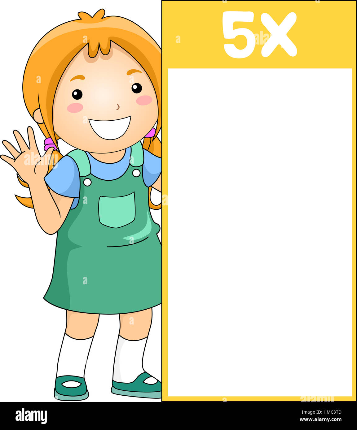 Illustration of a Multiplication Flash Card for Multiples of Five Stock Photo