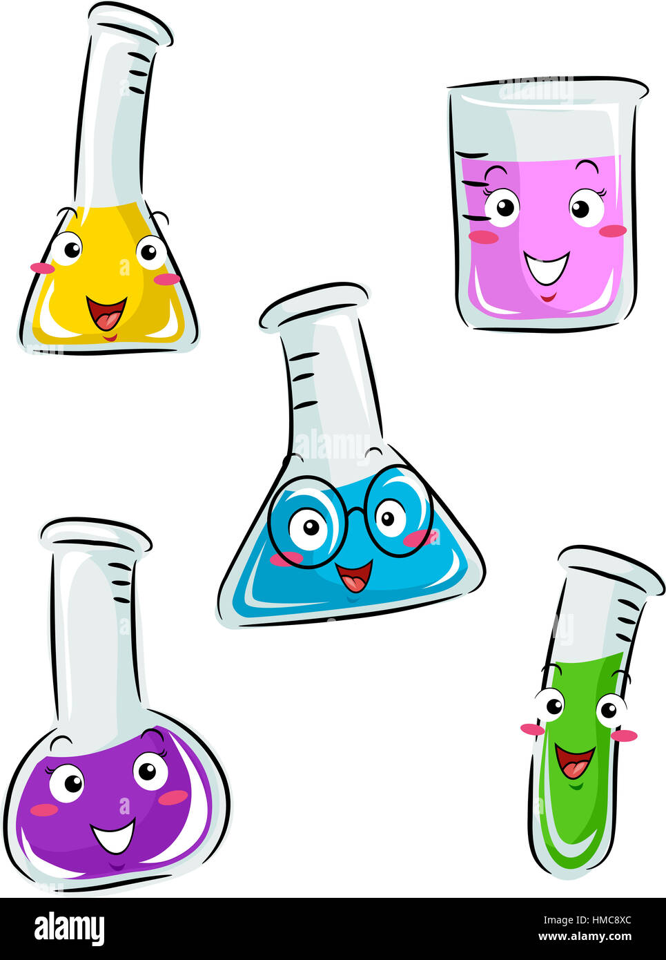 Mascot Illustration of Laboratory Tools Containing Different Chemicals Stock Photo