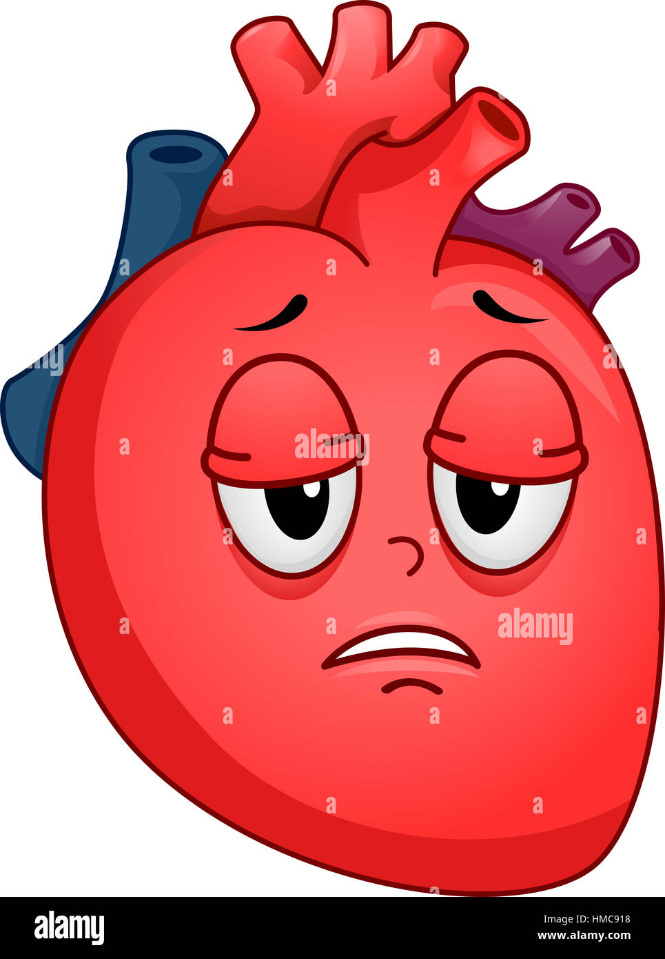 Mascot Illustration of an Unhealthy Human Heart Suffering from Fatigue ...