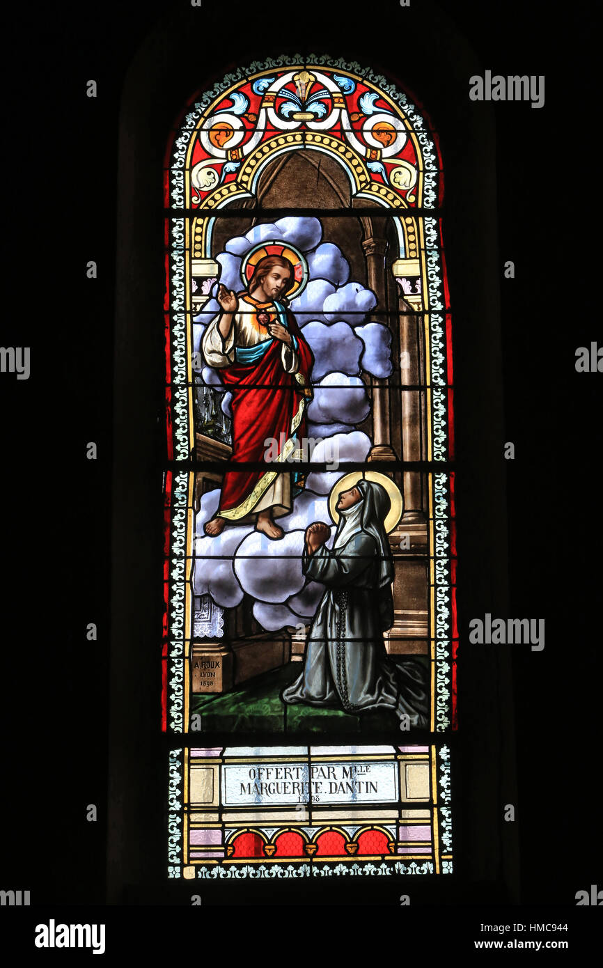 Sainte Marguerite-Marie Alacoque et le Coeur Sacré de Jésus. La Chapelle du Mont du Chat. La Motte-Servolex. France. Stock Photo