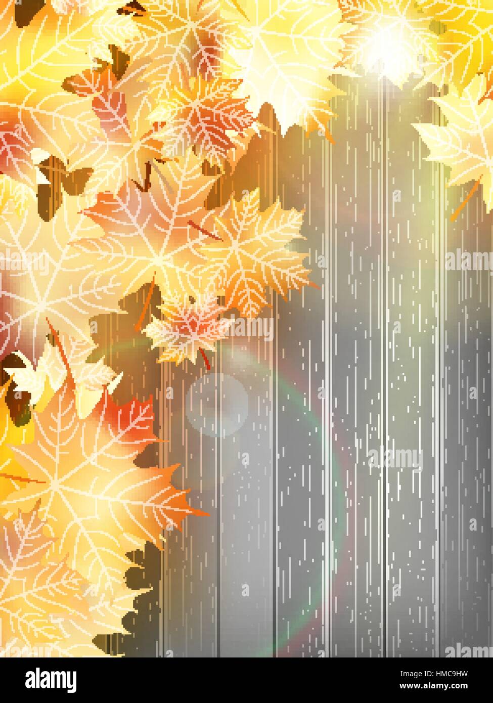 Autumn Leaves over wooden background With copy space. plus EPS10 vector ...