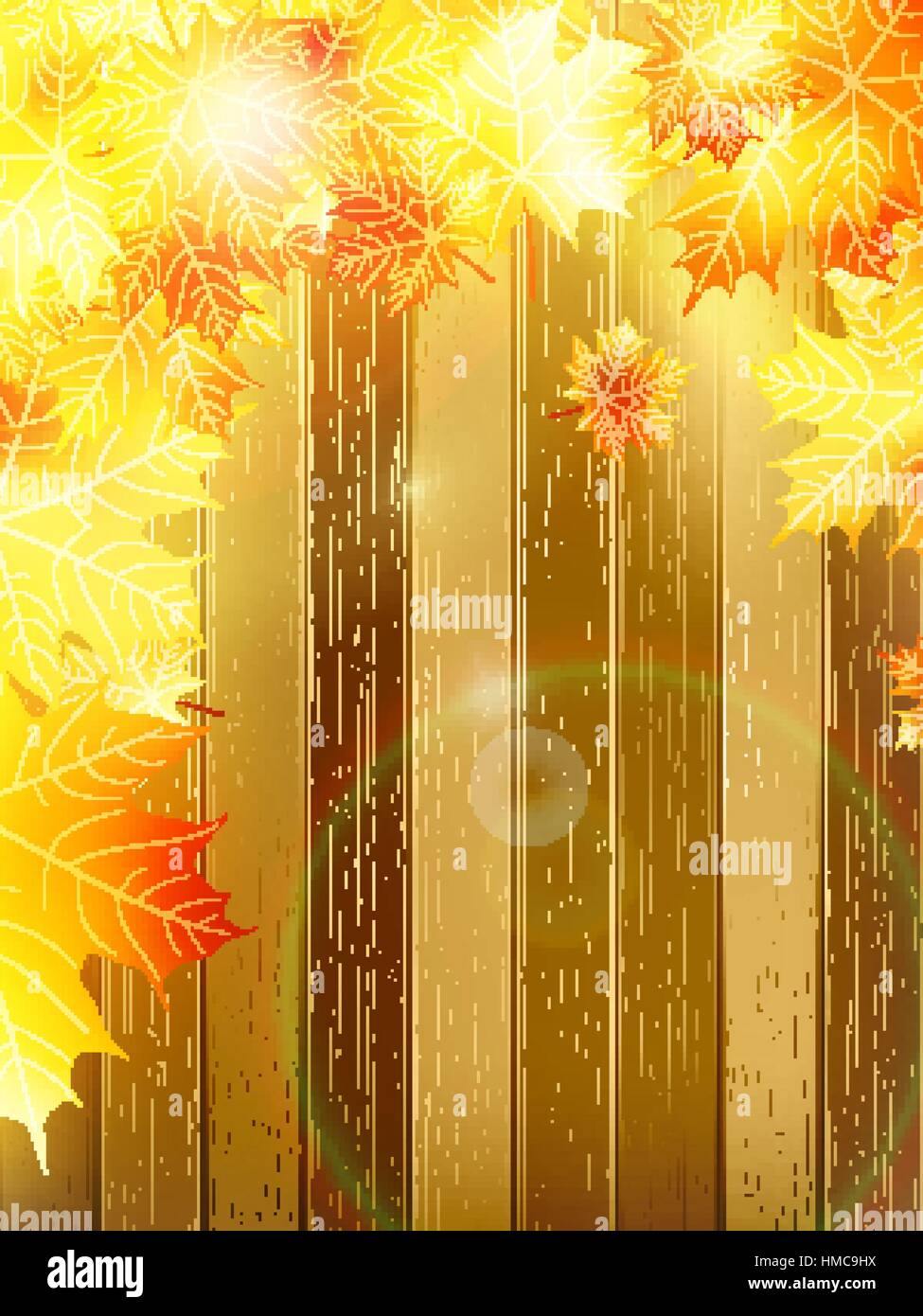 Autumn Leaves over wooden background With copy space. plus EPS10 vector ...
