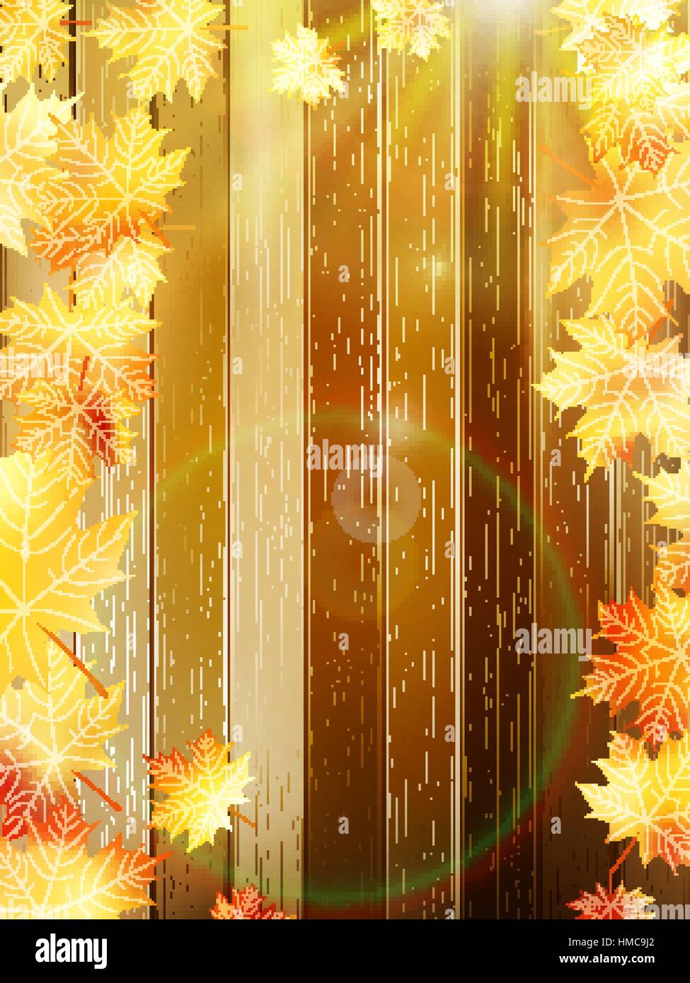Autumn Leaves over wooden background With copy space. plus EPS10 vector ...