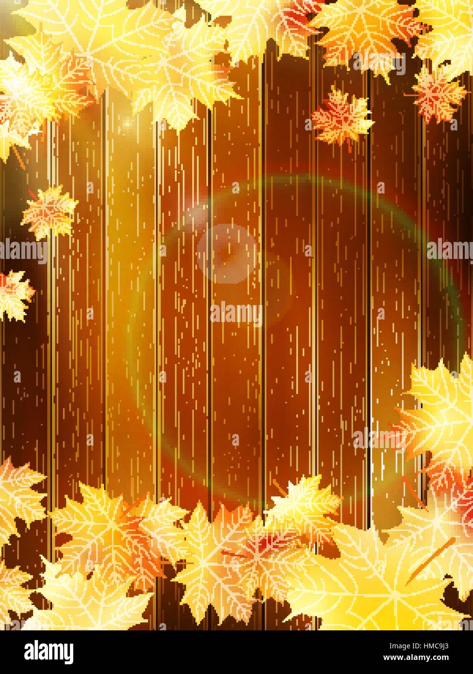 Autumn Leaves over wooden background With copy space. plus EPS10 vector ...