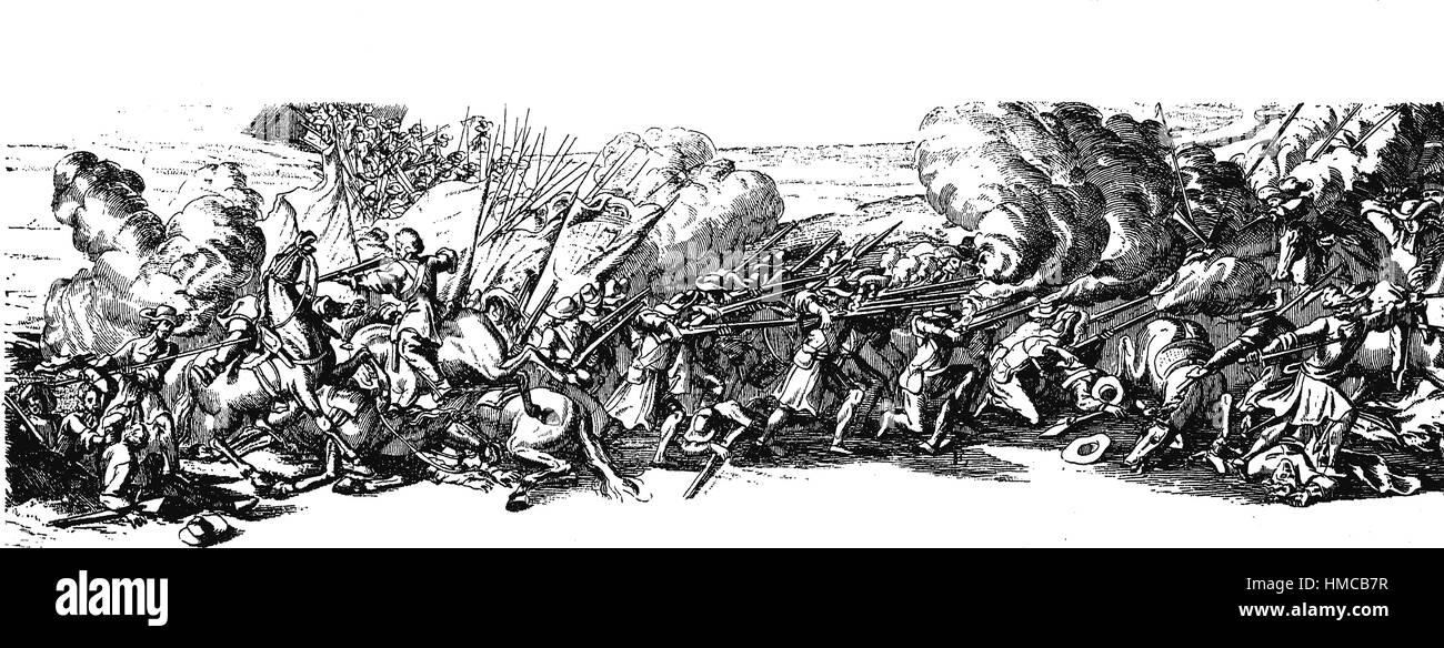 A battle scene, late 17th century, Europe, photo or illustration ...