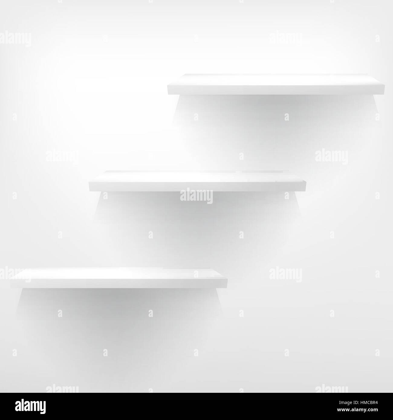 Empty white shelf hanging on a wall. EPS 10 Stock Vector Image & Art