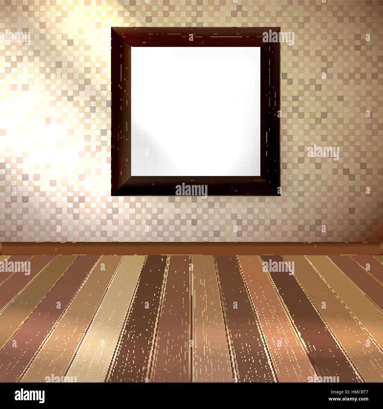 Retro room with frame for pictures on the wall. EPS 10 vector Stock Vector