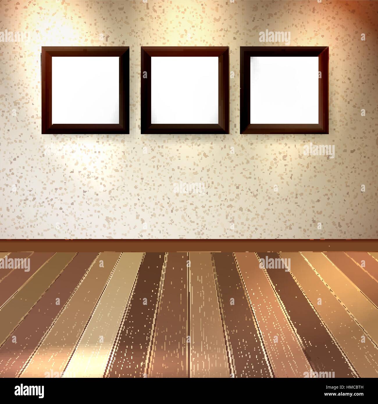 Wooden picture frame on the wall of vintage wallpaper Stock Vector ...