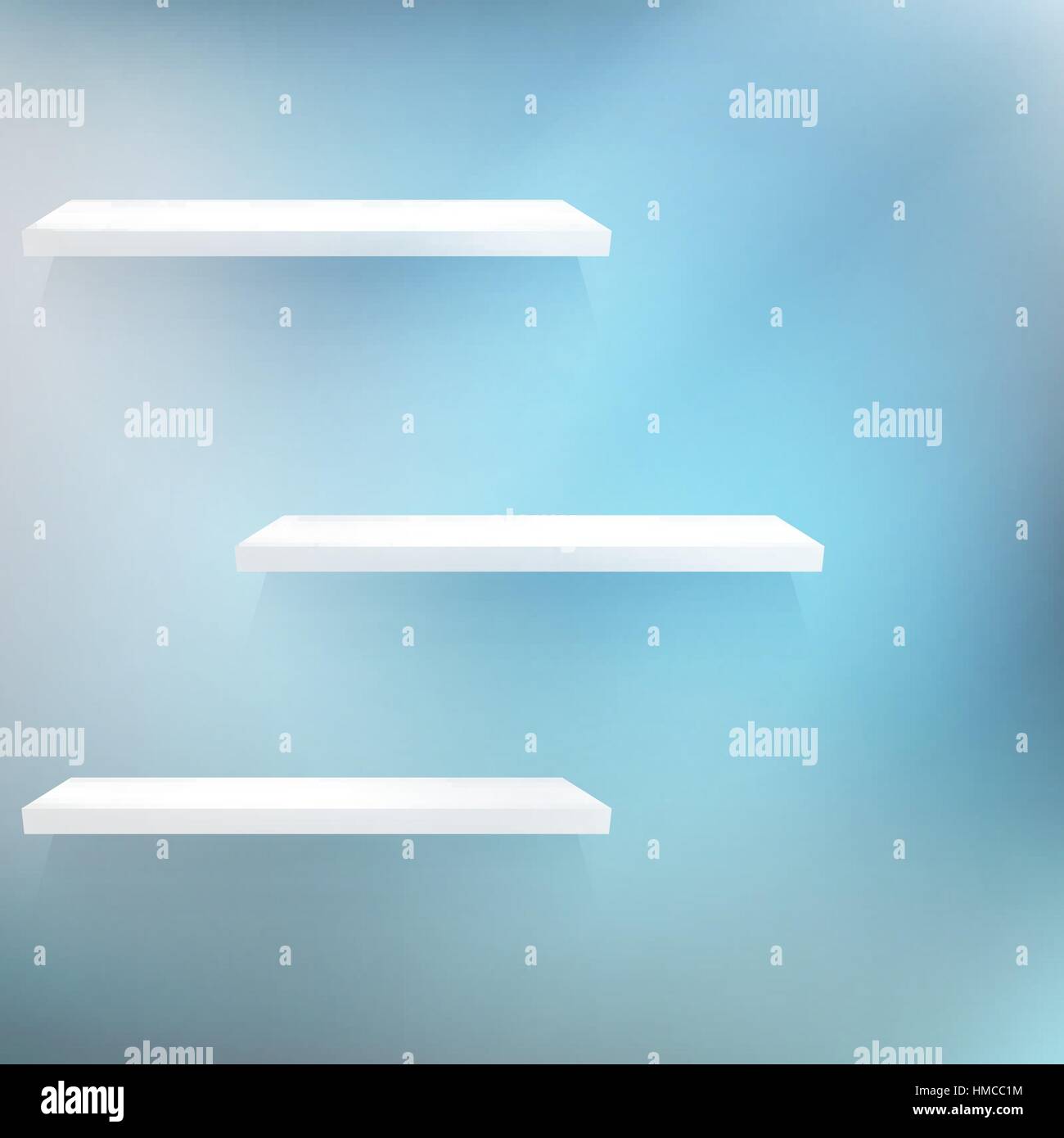 Empty white shelf hanging on a wall. EPS 10 Stock Vector Image & Art