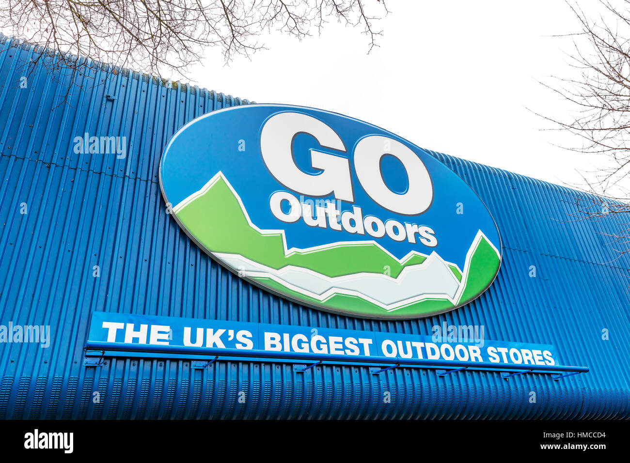Go outdoors clothing store outdoor store sign on building outdoor supplies UK England Stock Photo