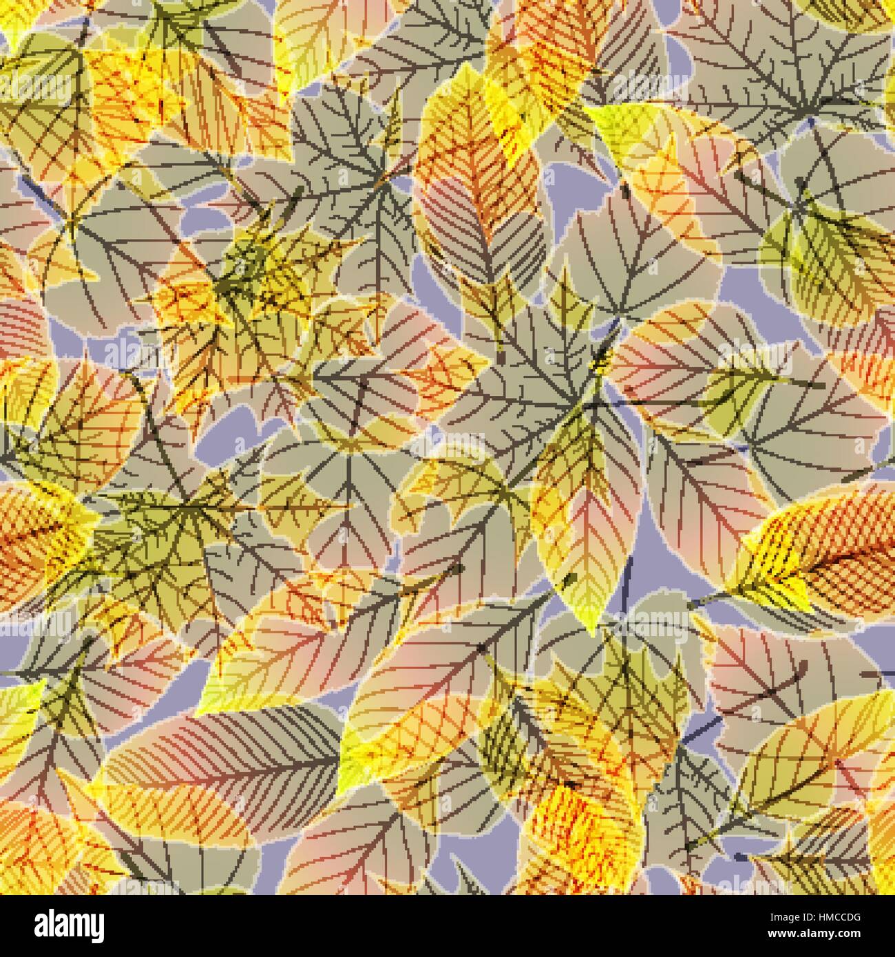 Seamless pattern with colorful autumn leaves. plus EPS10 vector file ...