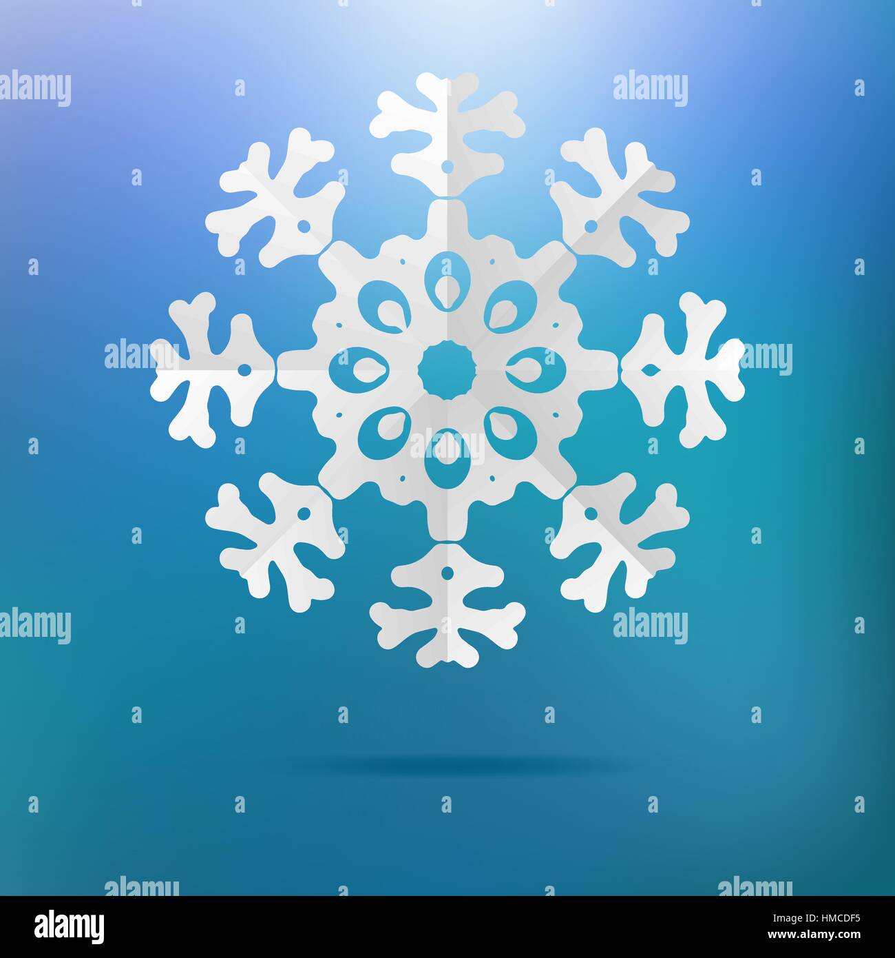 White paper christmas snowflake on a blue background. + EPS8 vector ...