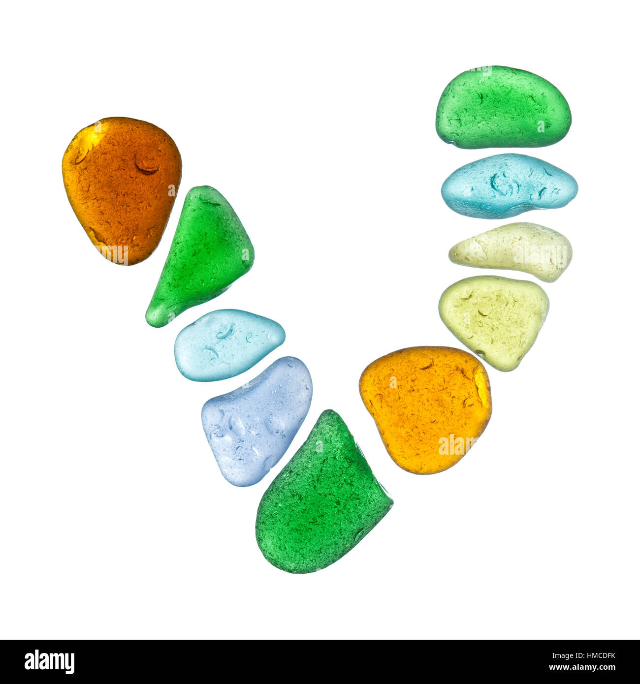 sea glass letters isolated on white background Stock Photo
