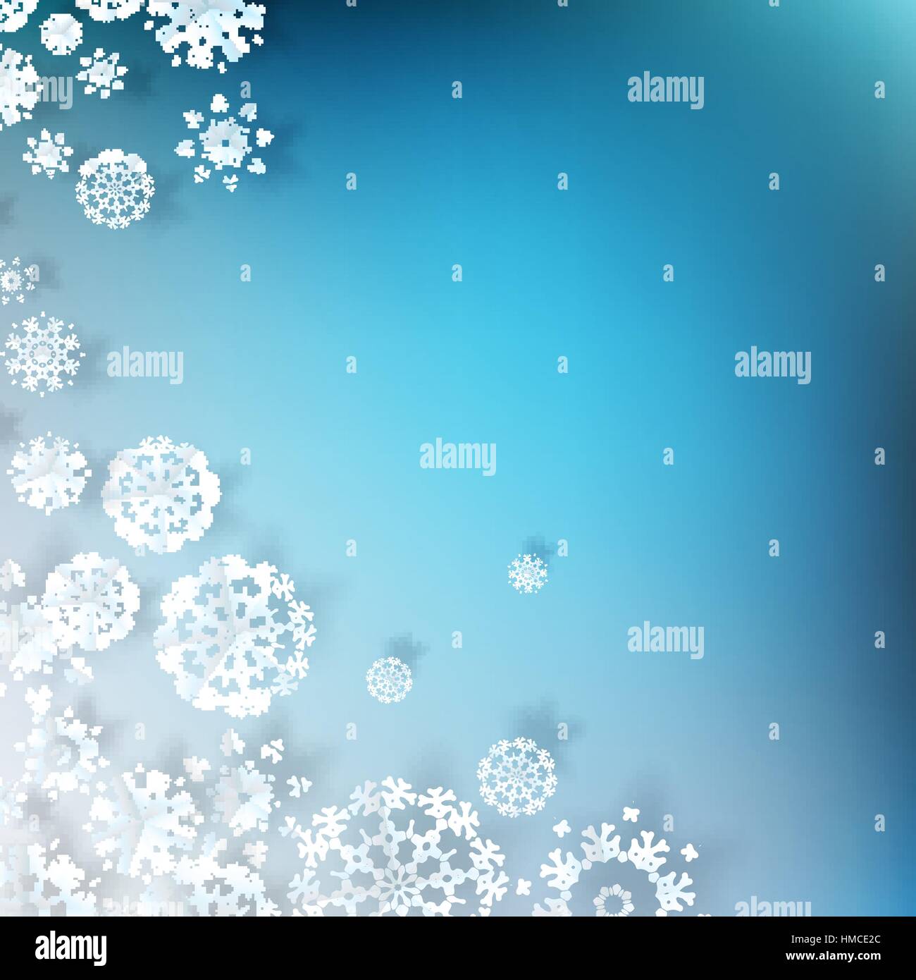 Blue Christmas background with white snowflakes and place for your text ...