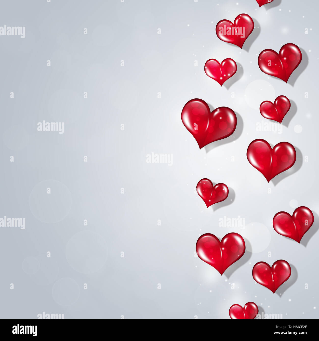 valentines day celebration background with red hearts Stock Photo