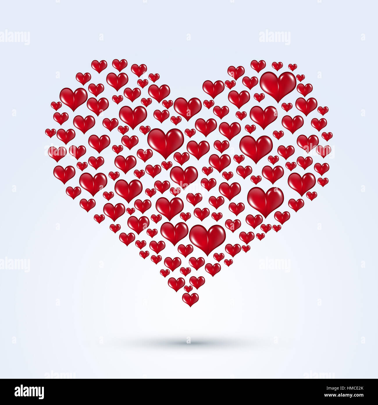 holiday valentines heart shape with red hearts Stock Photo
