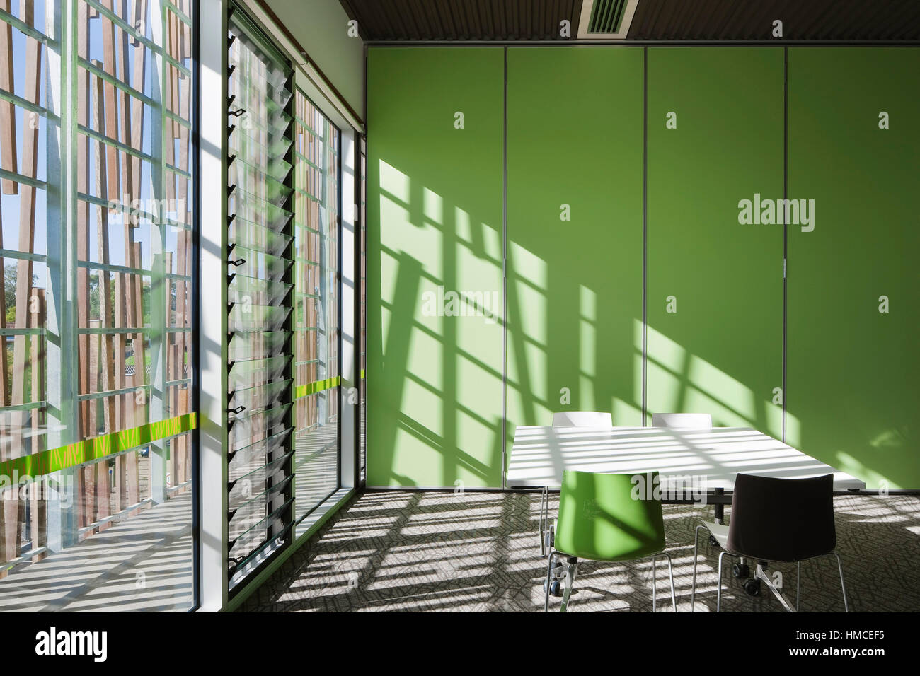 Detail of Peninsula room with room divider closed. MPARC (Monash Peninsula Activity and Recreation Centre), Frankston, Australia. Architect: Harmer Ar Stock Photo