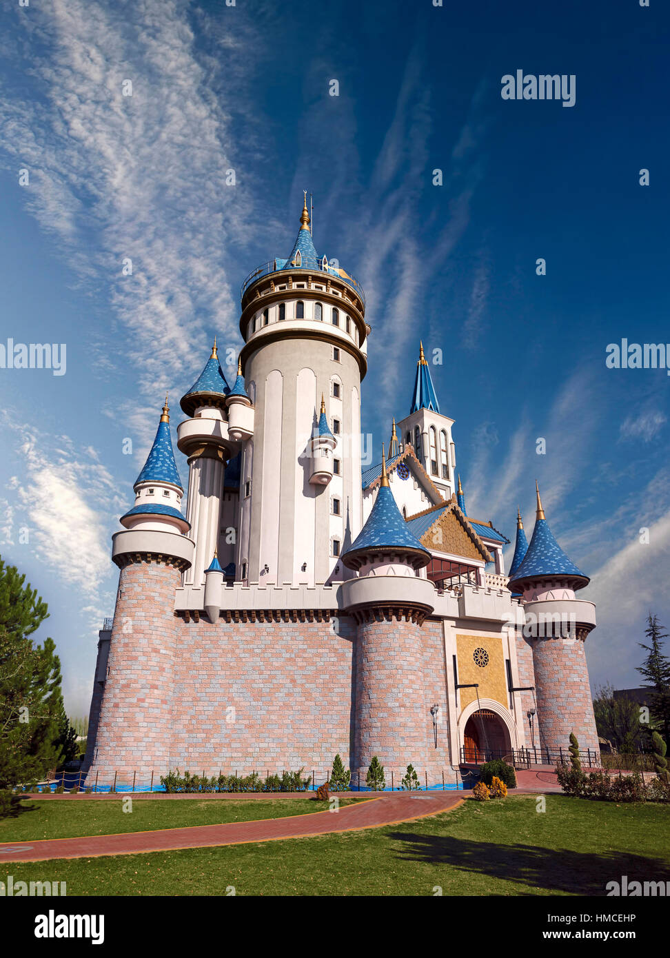 Fairy tale castle at Sazova Park, Eskisehir Stock Photo