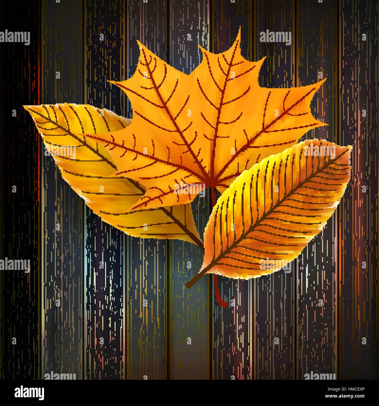 Autumn Leaves over wooden background With copy space. plus EPS10 vector ...
