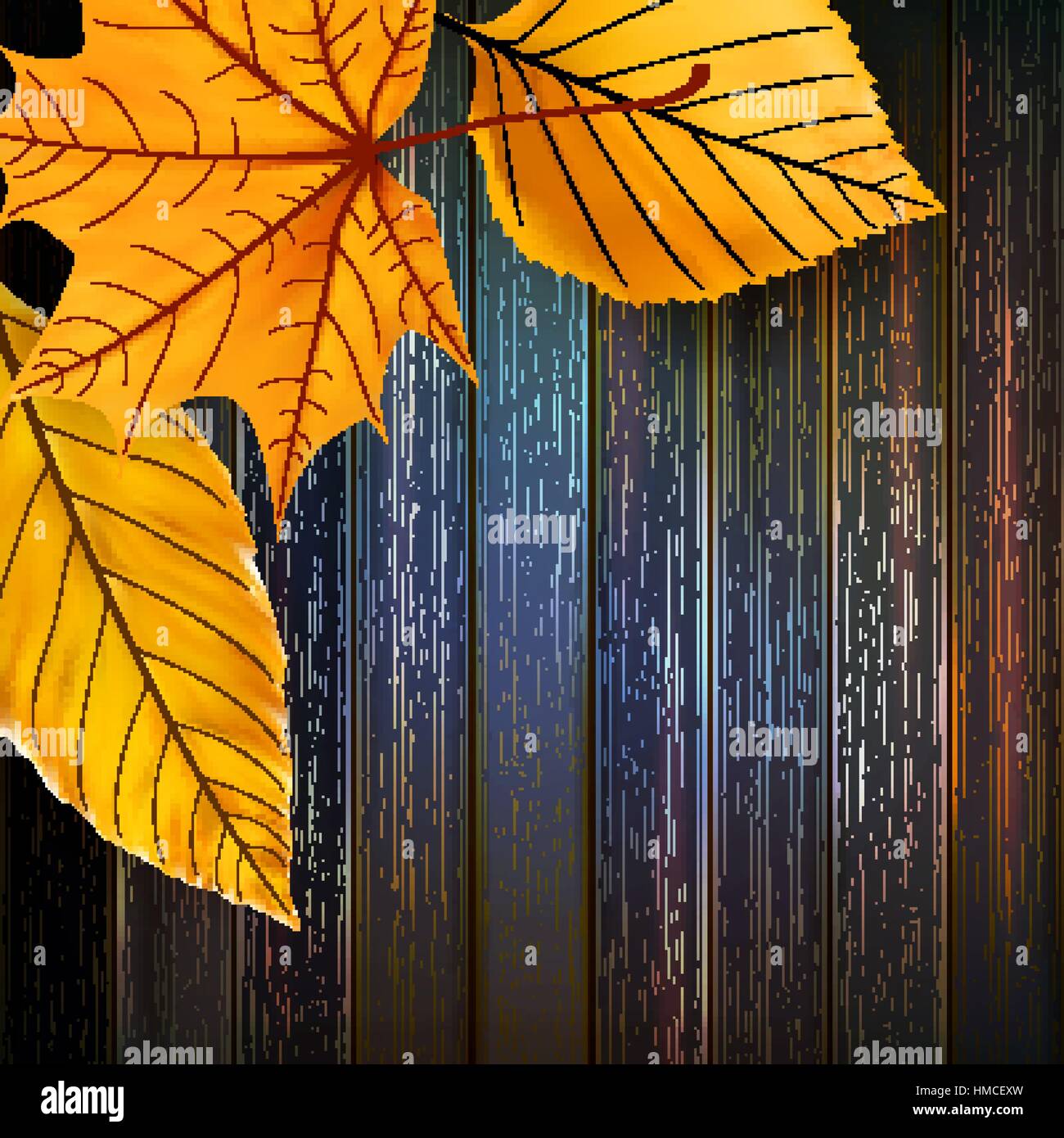 Autumn Leaves over wooden background With copy space. plus EPS10 vector ...