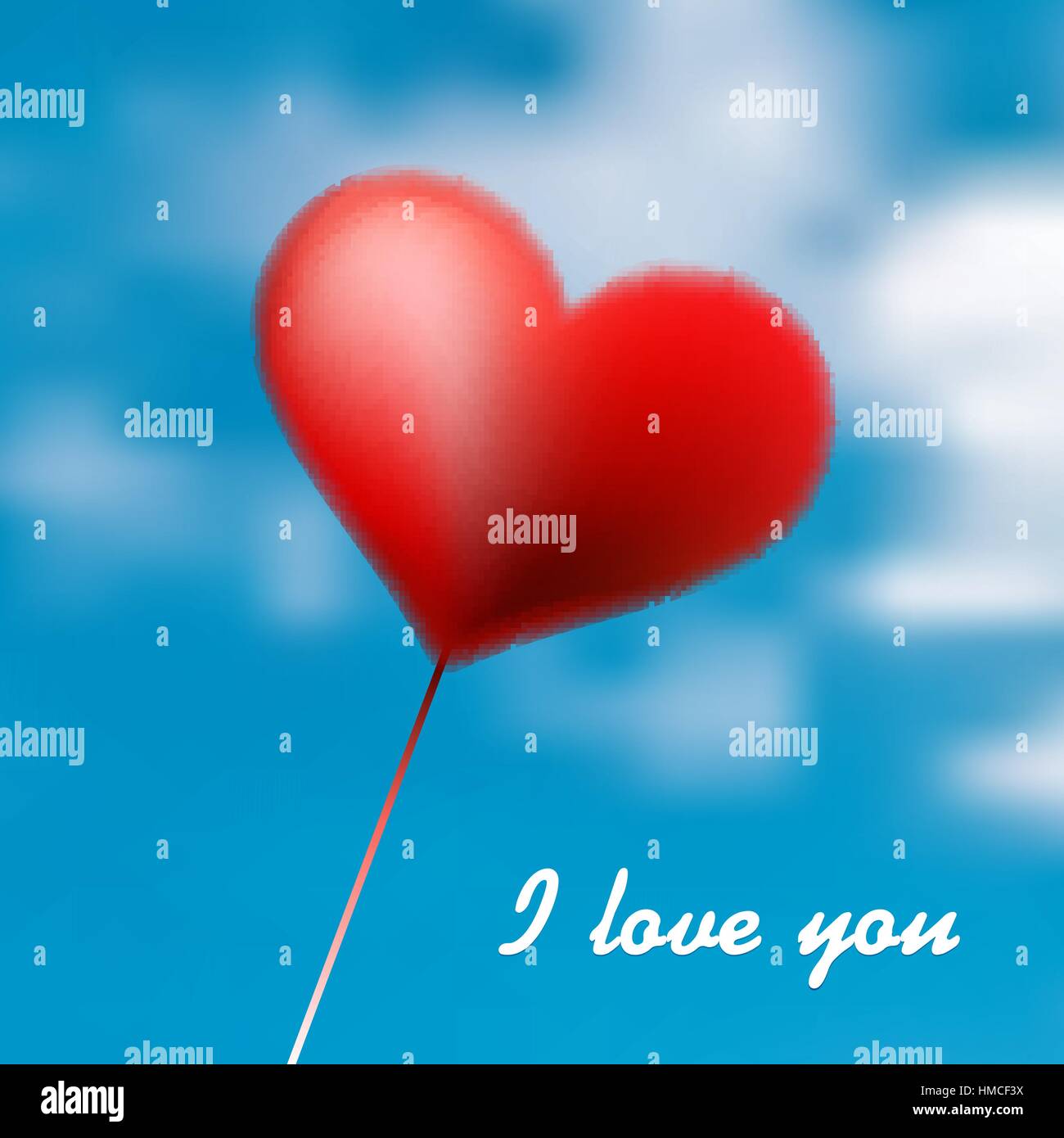 Love Heart Balloon in Blue Sky. + EPS10 vector file Stock Vector Image ...