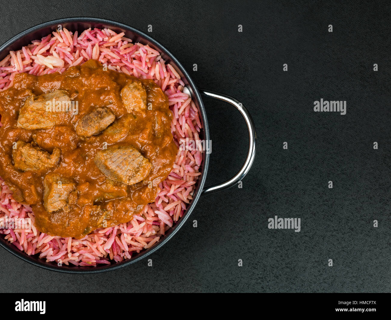 Indian Style Lamb Rogan Josh Curry With Pilau Rice Stock Photo Alamy